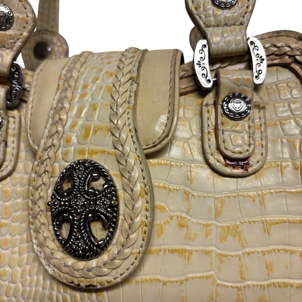 M.C. Yellow Croc Leather Shoulder Bag - Picture 3 of 10